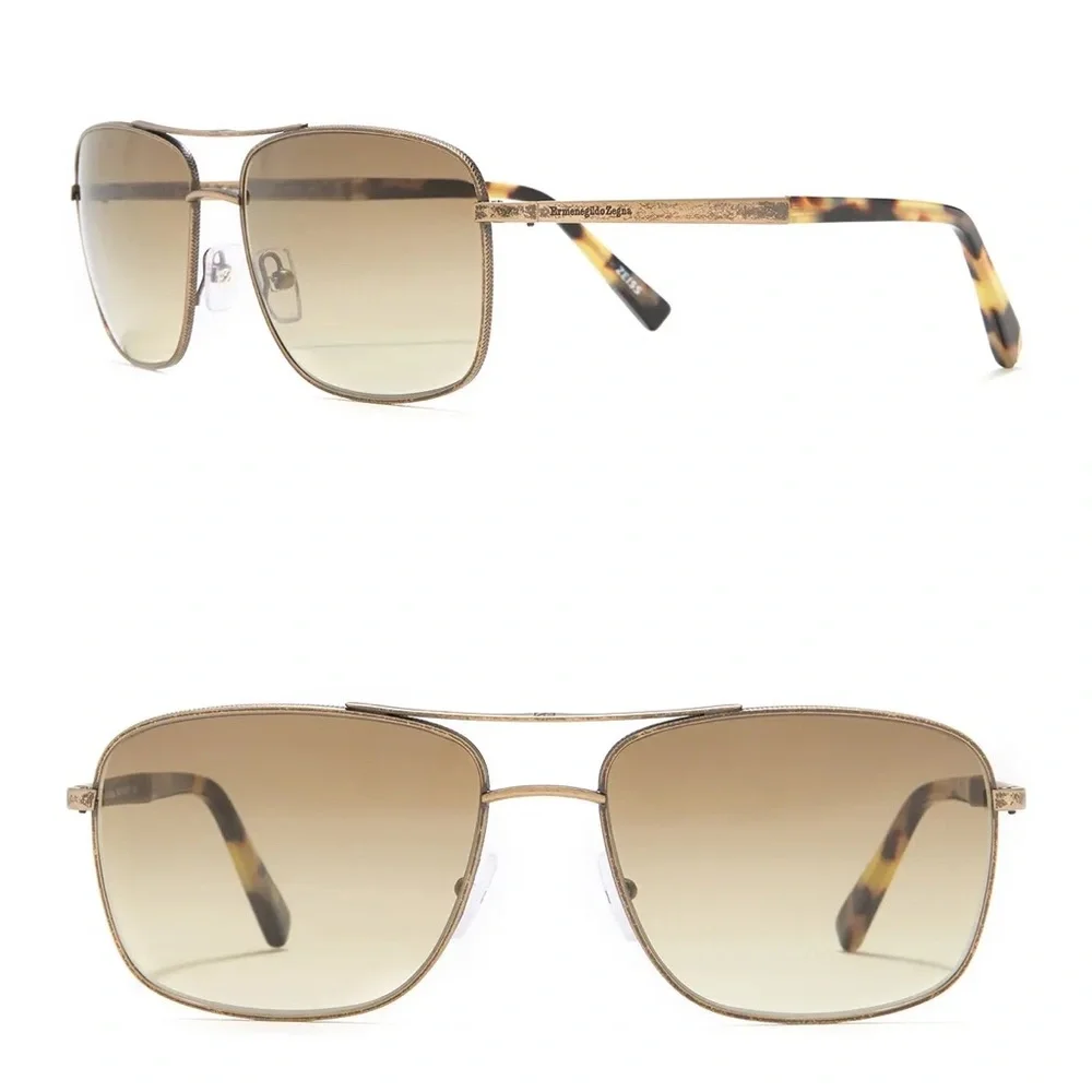 ONE DAY SALE✨ Ermenegildo Zegna Gold and Brown Aviator Sunglasses
